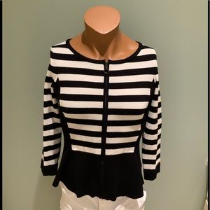 Etcetera Black/White stripe sweater.